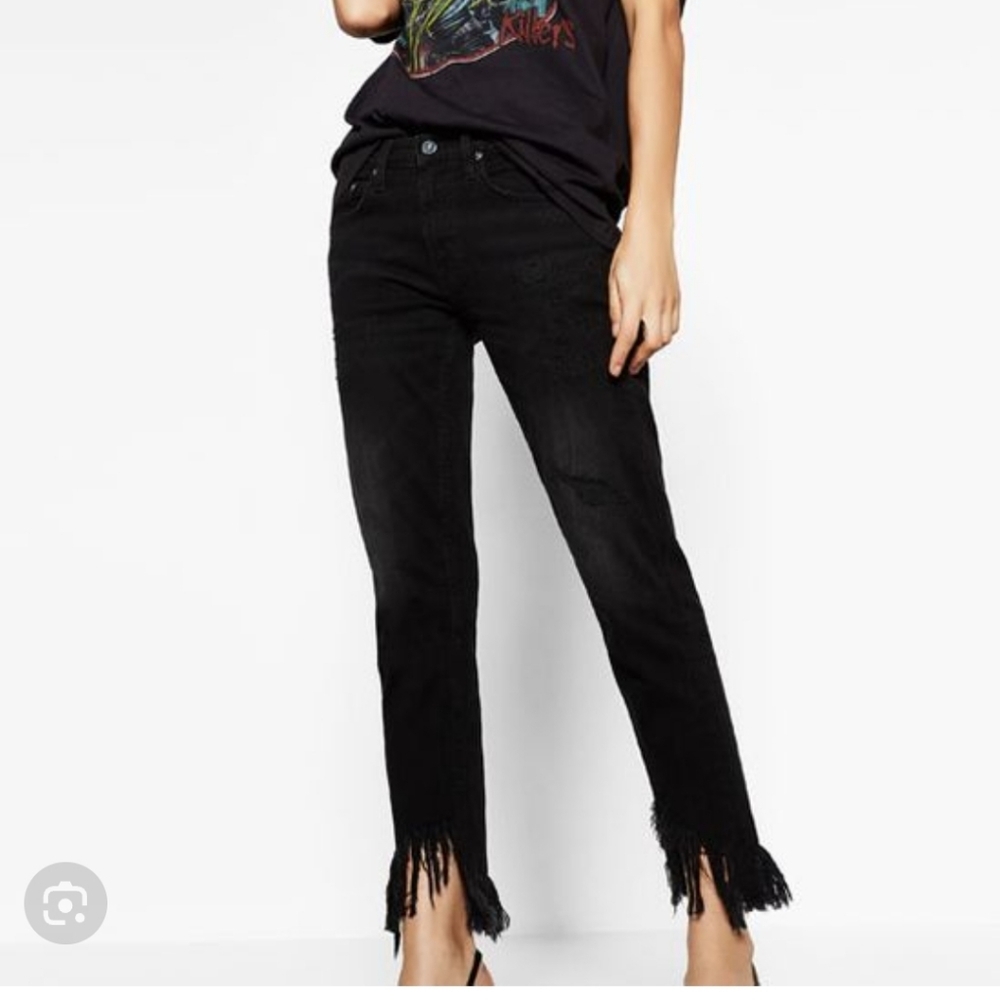 Zara distressed black jeans size 4